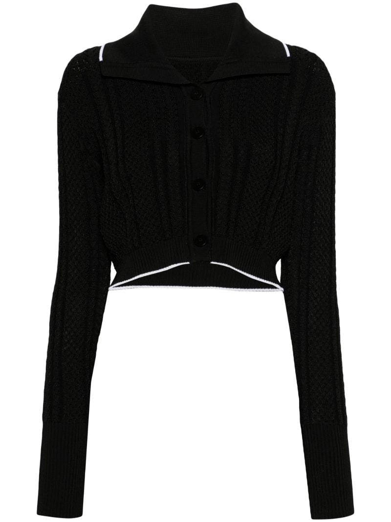 Black Le Cardigan Bella Cropped Cardigan