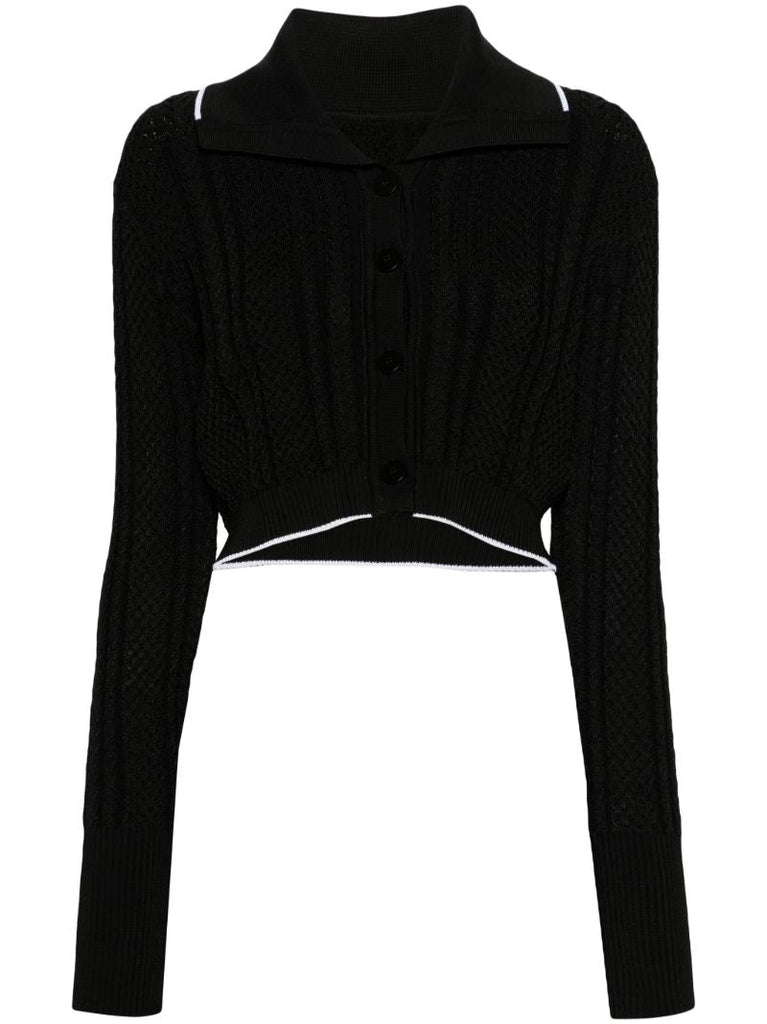 Black Le Cardigan Bella Cropped Cardigan