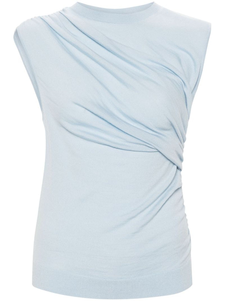 Blue Vita Draped Merino Top