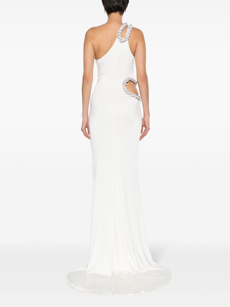 White Crystal Rope One-shoulder Gown