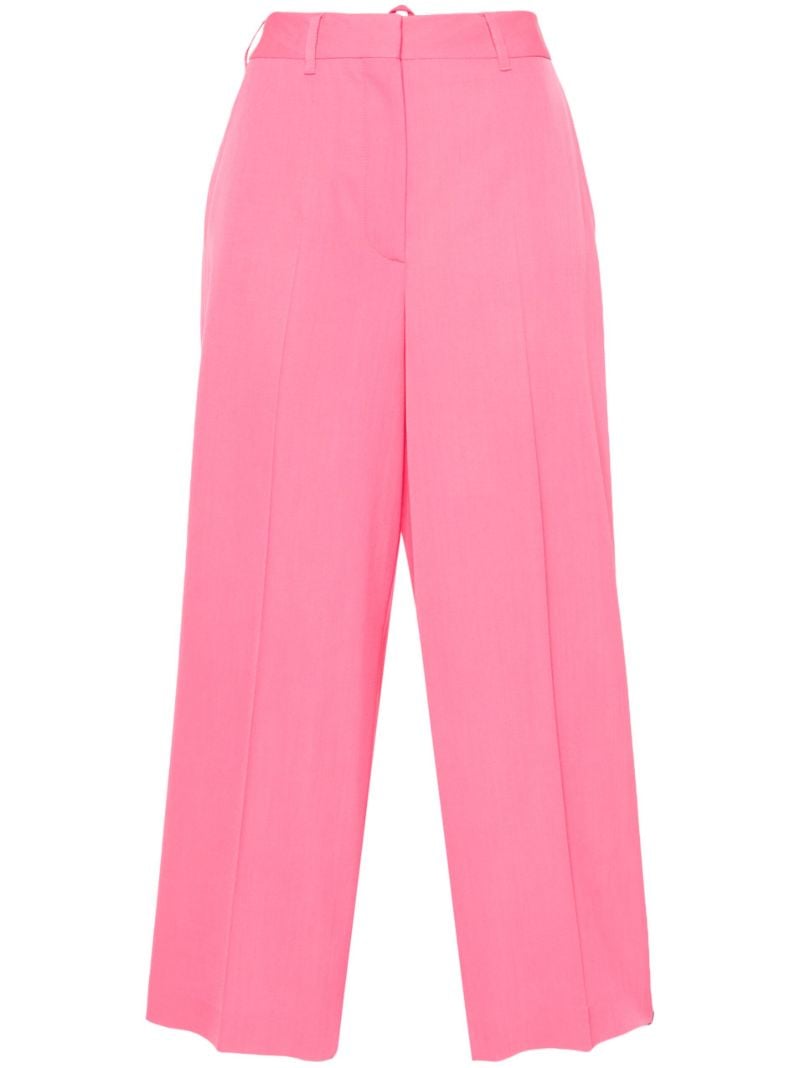 Pink Wool Cropped Tailored Trousers
