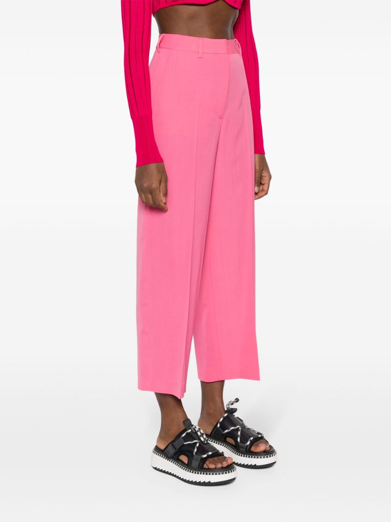 Pink Wool Cropped Tailored Trousers