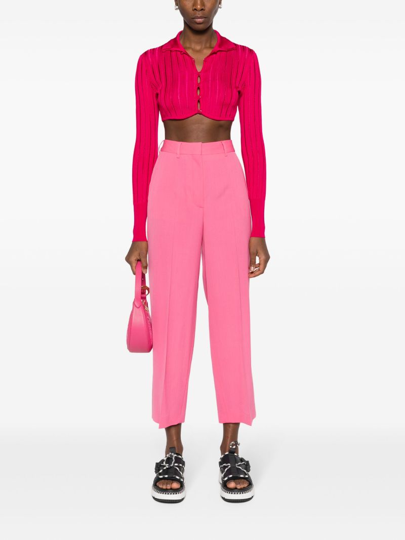 Pink Wool Cropped Tailored Trousers