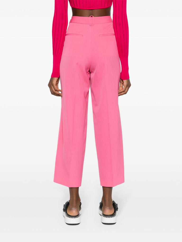 Pink Wool Cropped Tailored Trousers