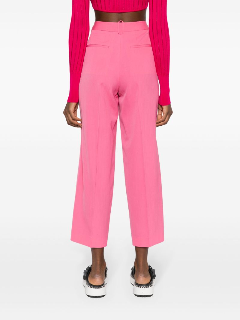 Pink Wool Cropped Tailored Trousers