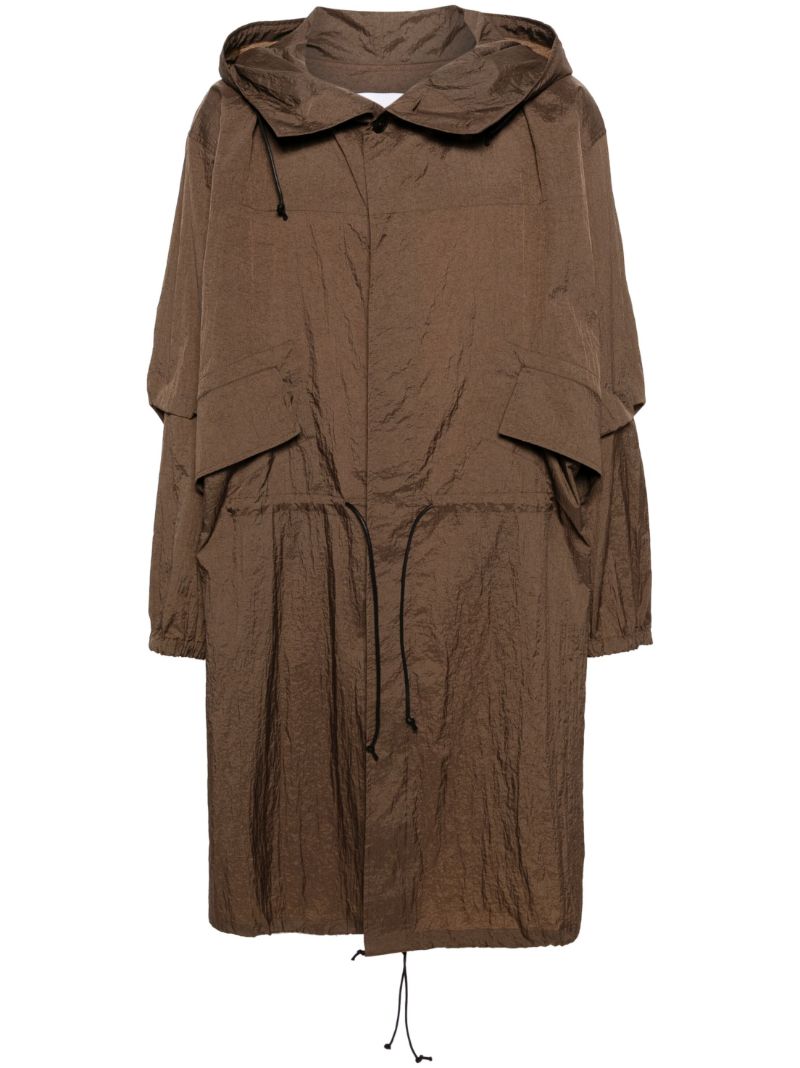 Brown Crinkled Hooded Coat