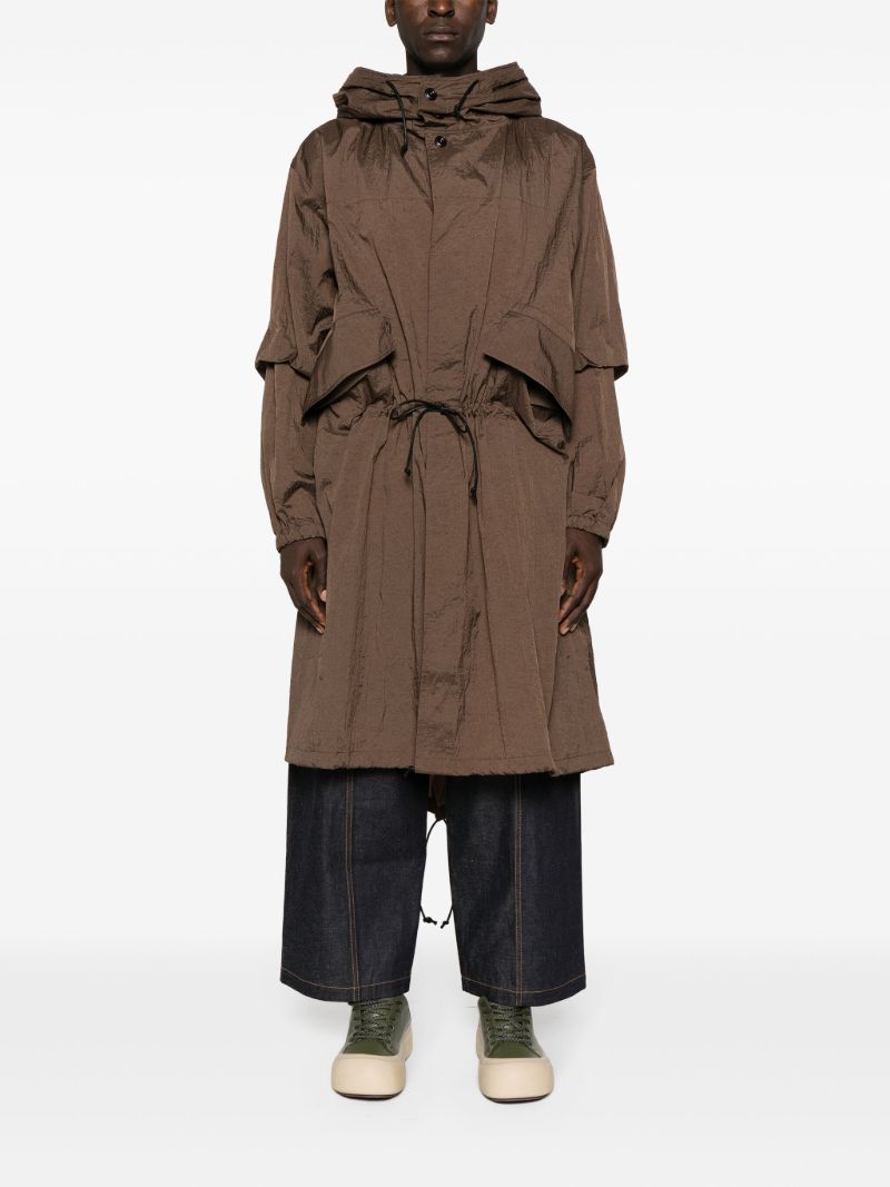 Brown Crinkled Hooded Coat