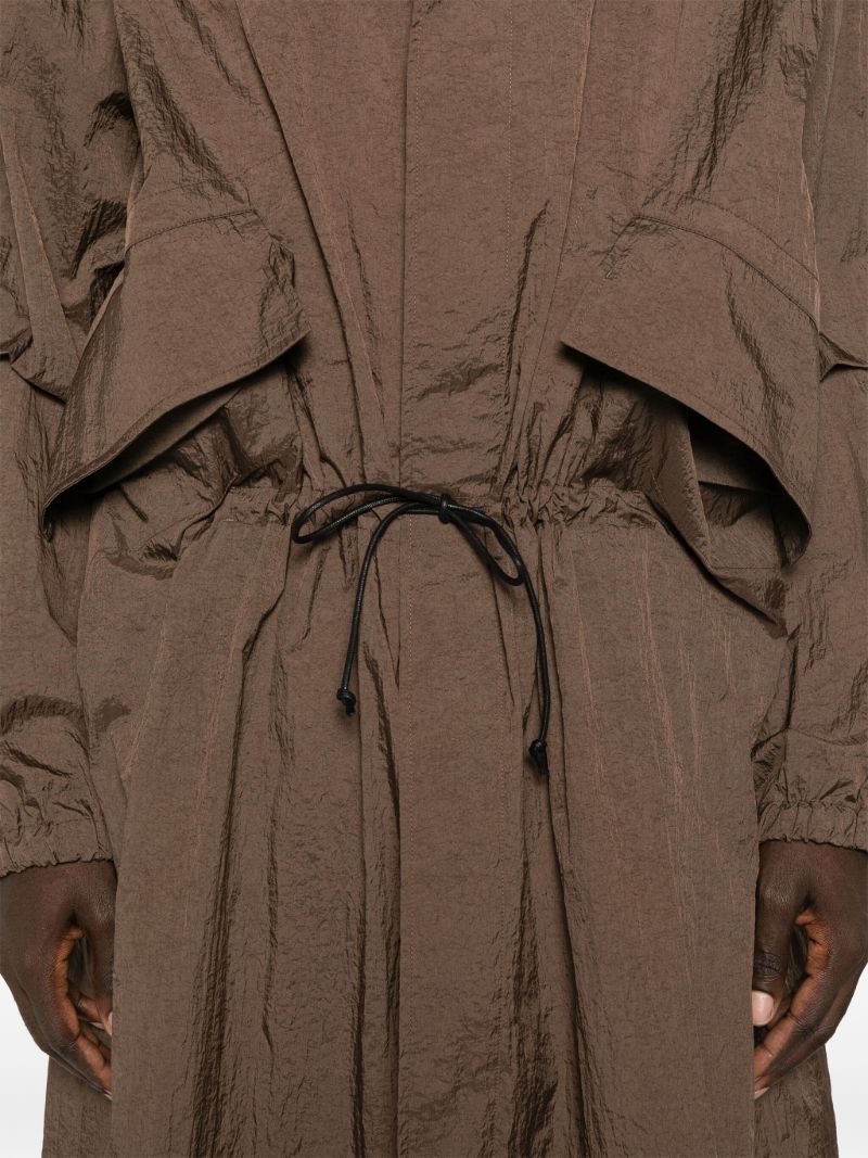 Brown Crinkled Hooded Coat