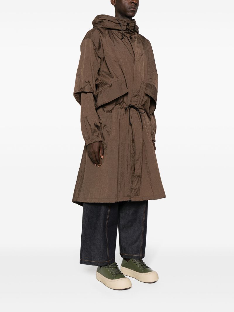 Brown Crinkled Hooded Coat