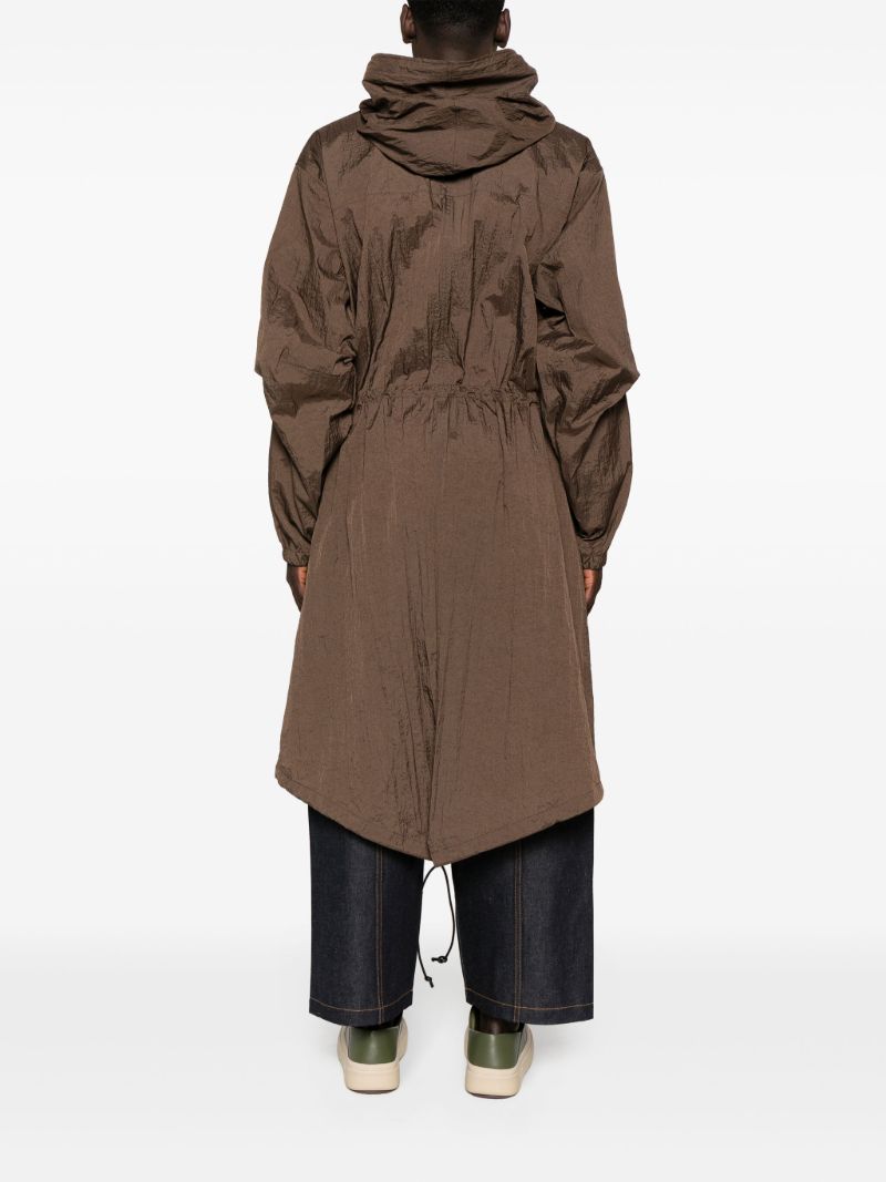 Brown Crinkled Hooded Coat