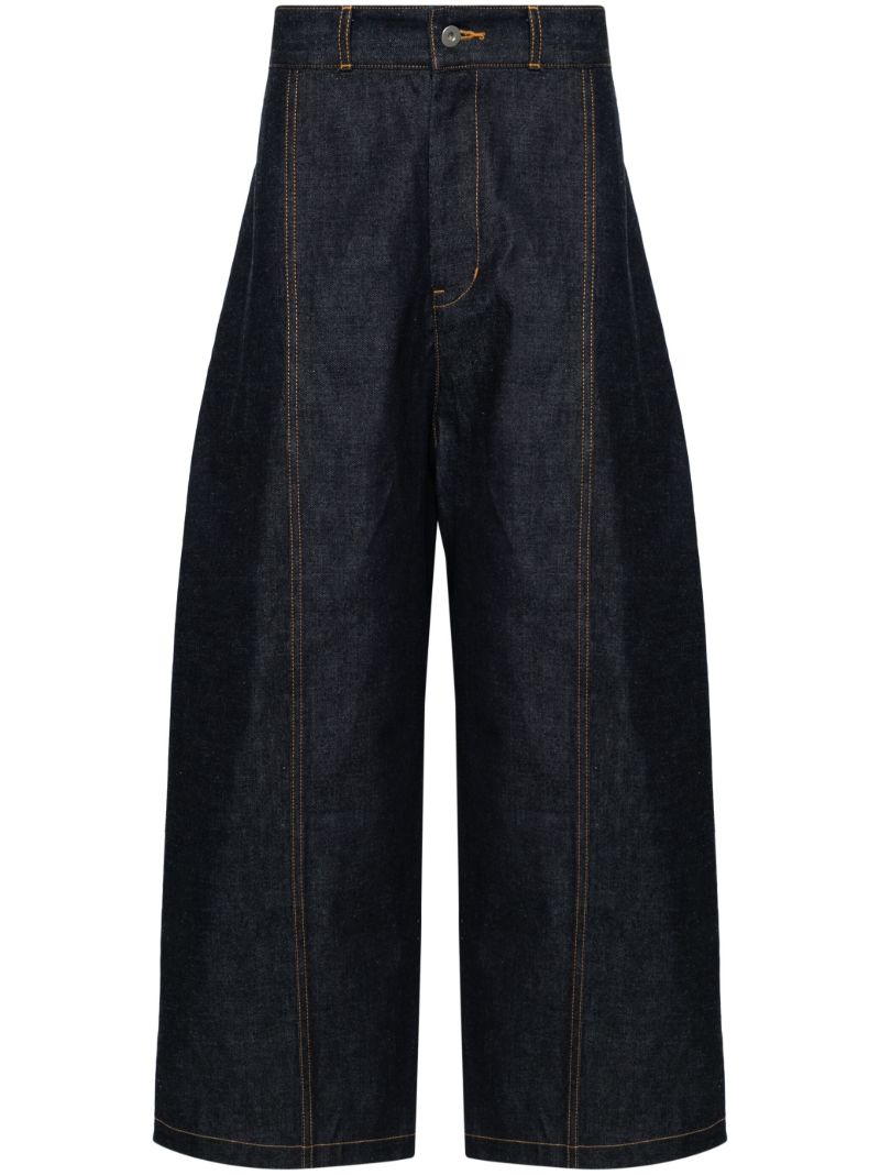 Blue High-rise Wide-leg Jeans