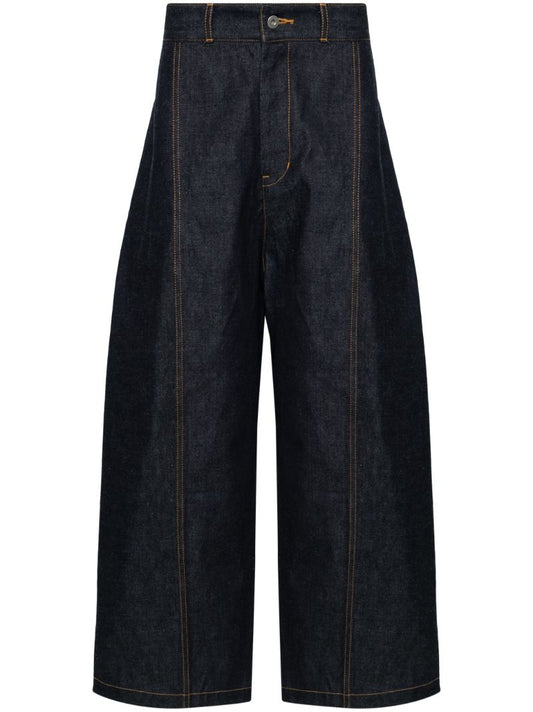 Blue High-rise Wide-leg Jeans