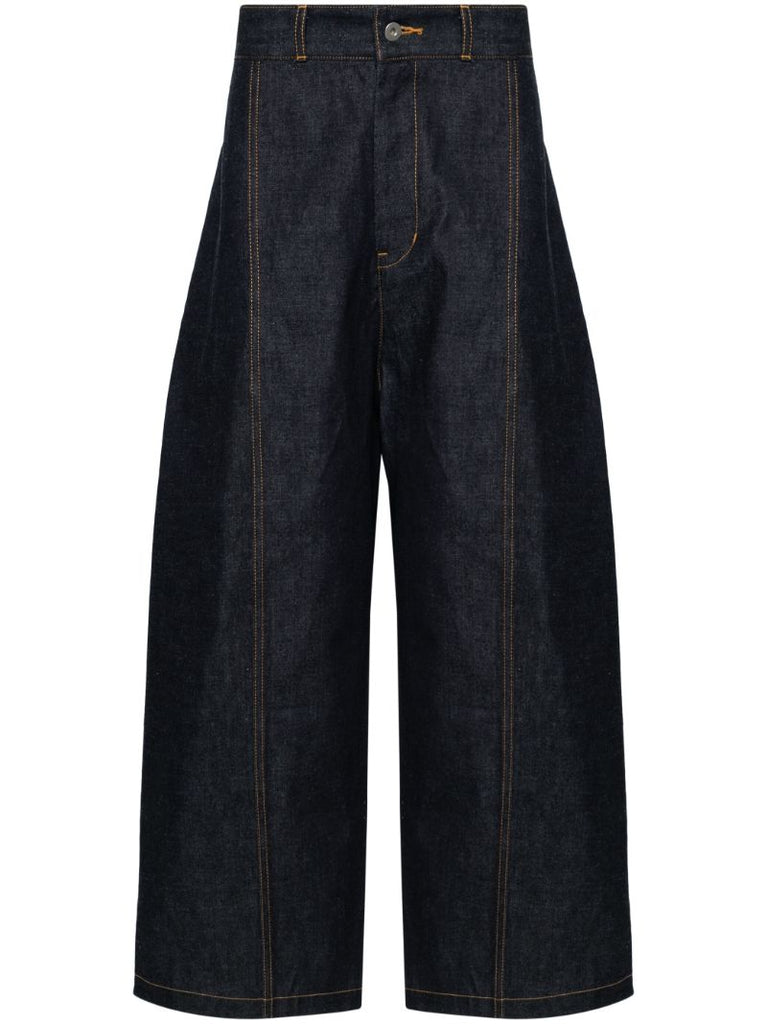 Blue High-rise Wide-leg Jeans