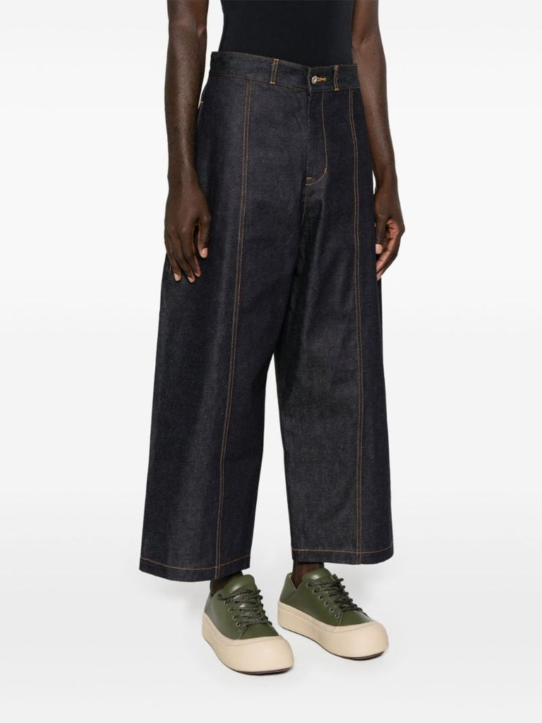 Blue High-rise Wide-leg Jeans