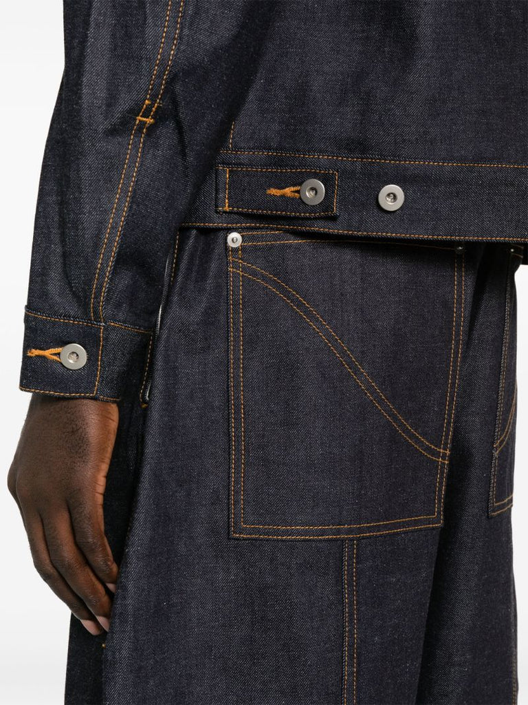 Blue High-rise Wide-leg Jeans