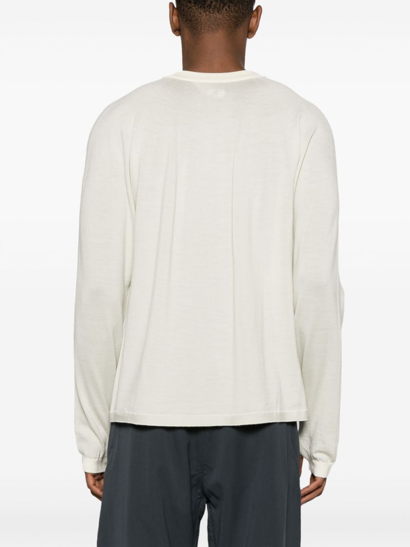 White Seamless-knit Wool Sweater