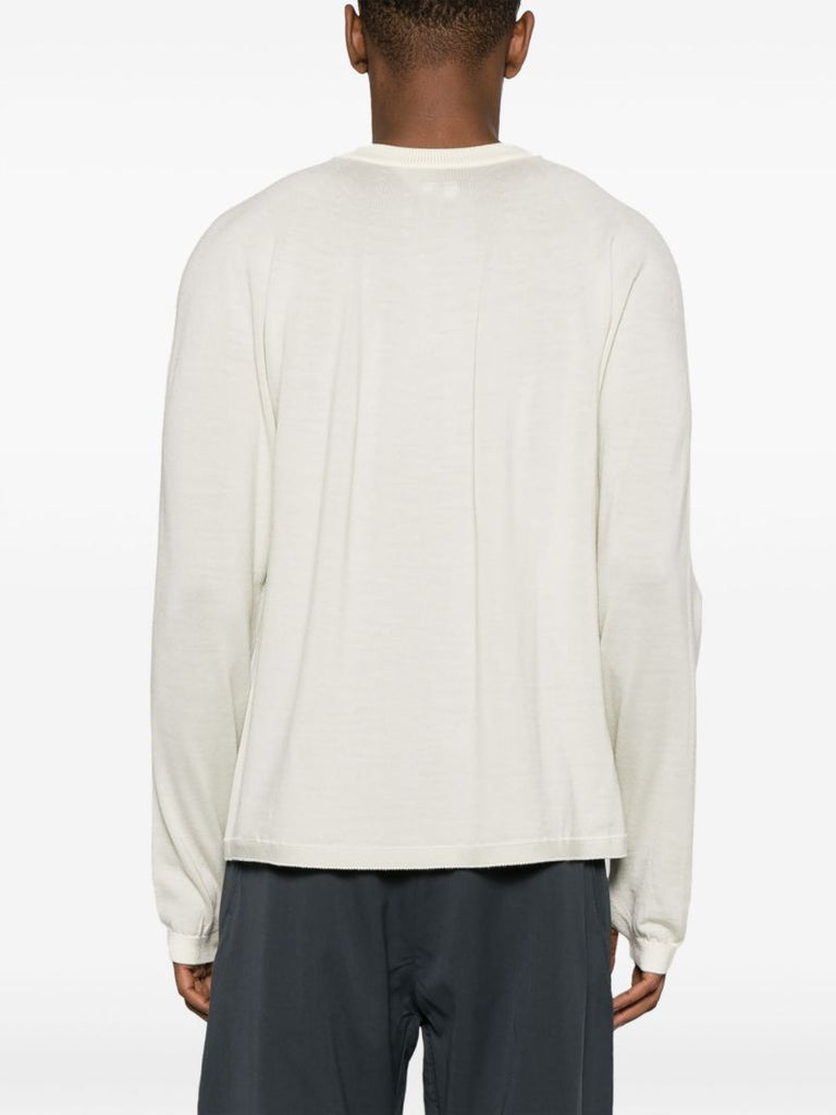 White Seamless-knit Wool Sweater