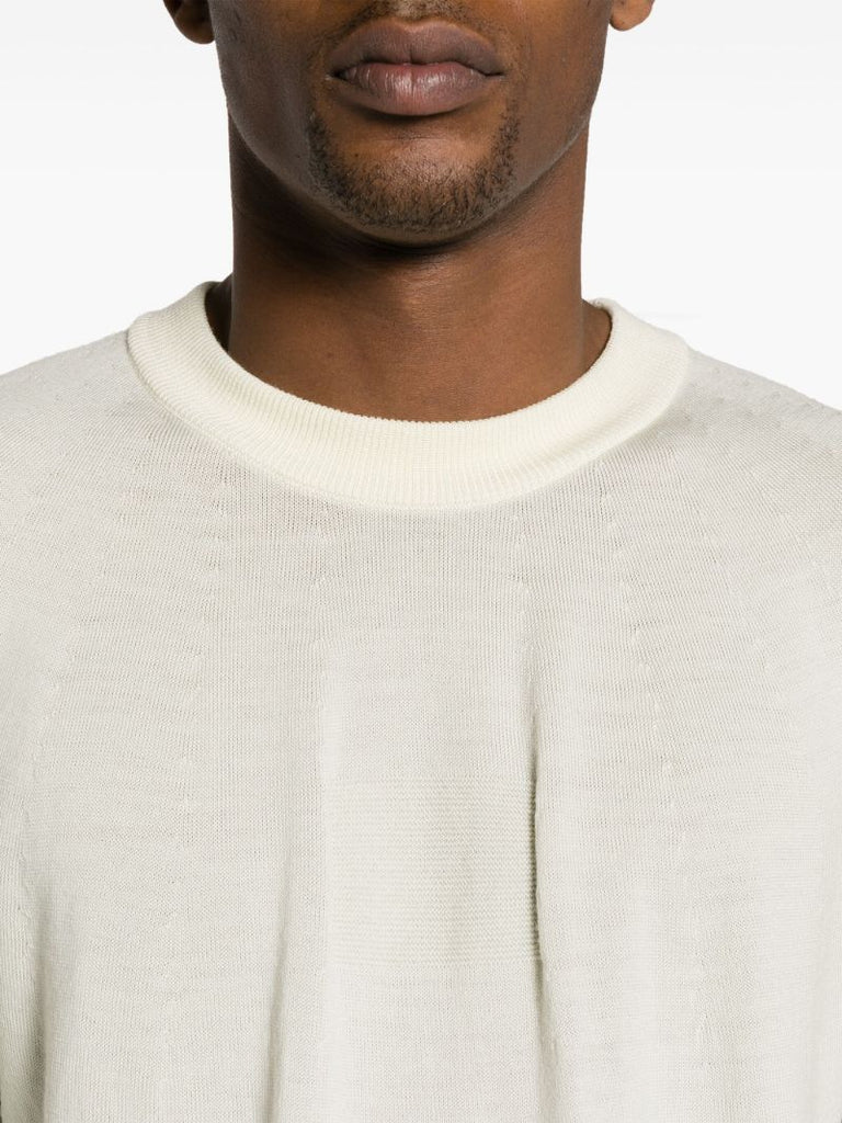 White Seamless-knit Wool Sweater
