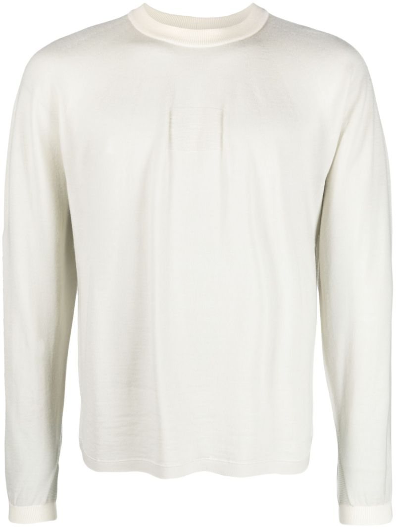 White Seamless-knit Wool Sweater