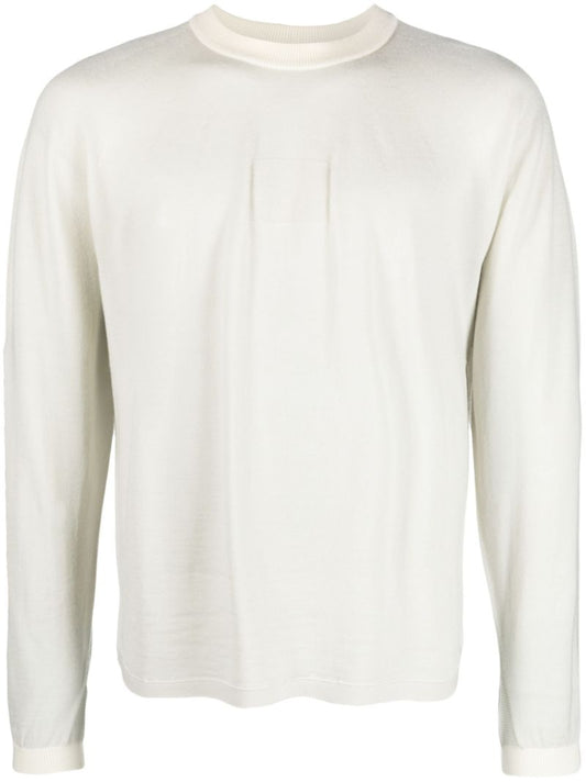 White Seamless-knit Wool Sweater