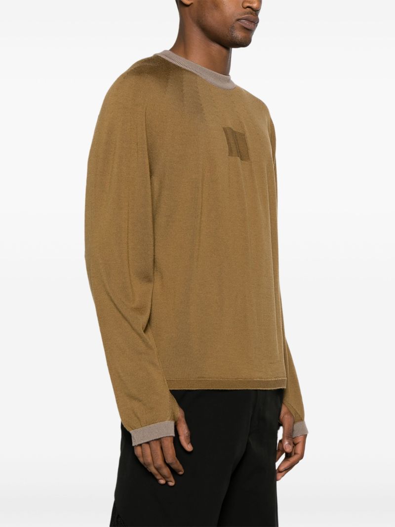 Brown Seamless-knit Wool Sweater