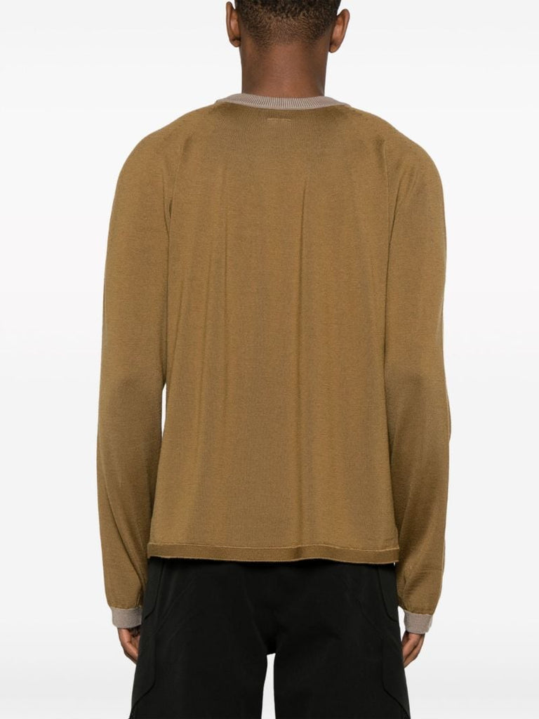 Brown Seamless-knit Wool Sweater