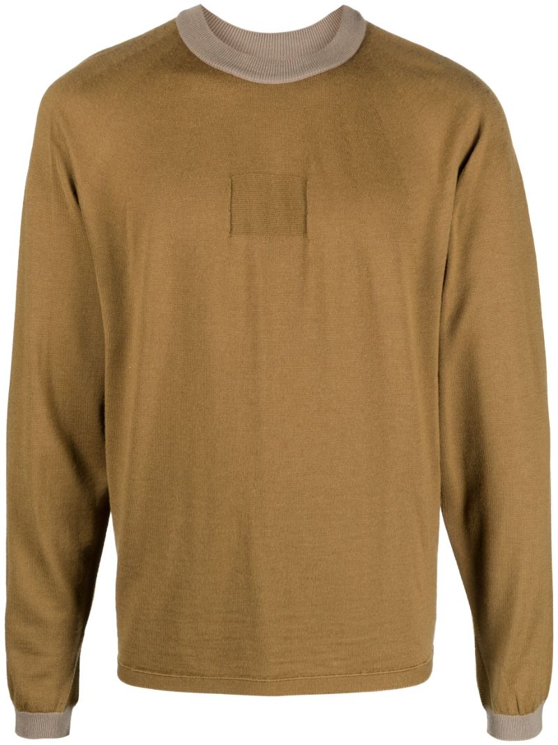 Brown Seamless-knit Wool Sweater