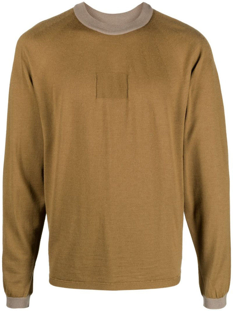 Brown Seamless-knit Wool Sweater