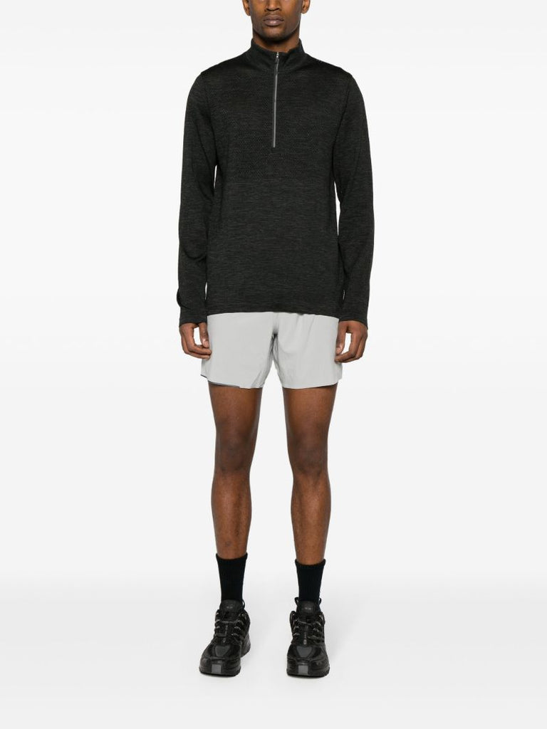 Grey Metal Vent Tech Half-zip Long Sleeve T-shirt
