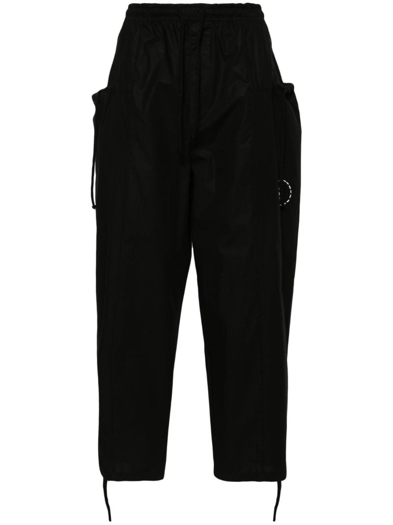 Black Drawstring-waist Cargo Pants