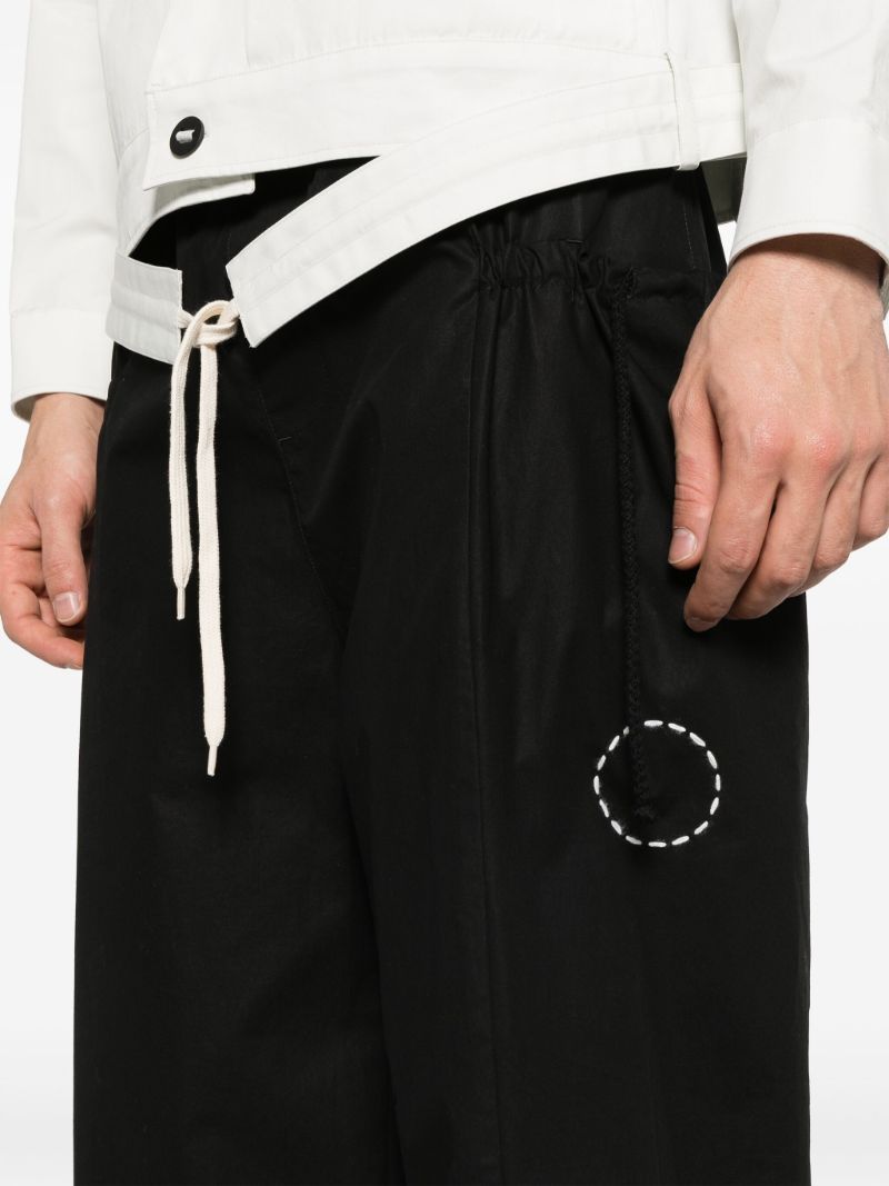 Black Drawstring-waist Cargo Pants