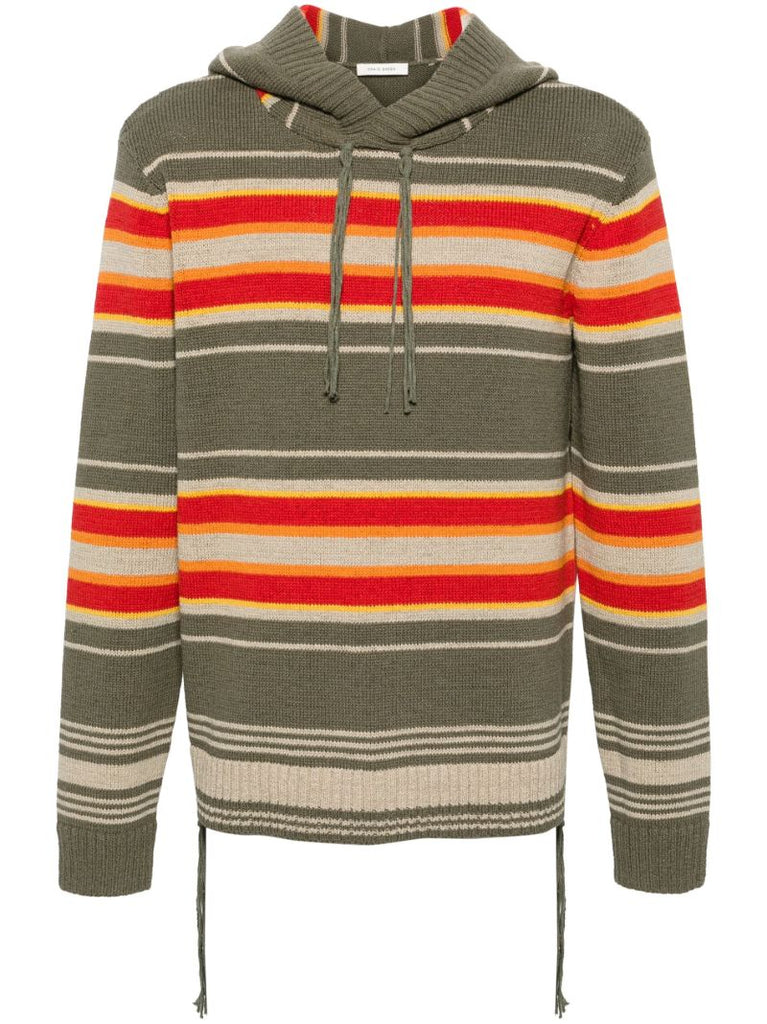 Green Hooded Striped Jumper