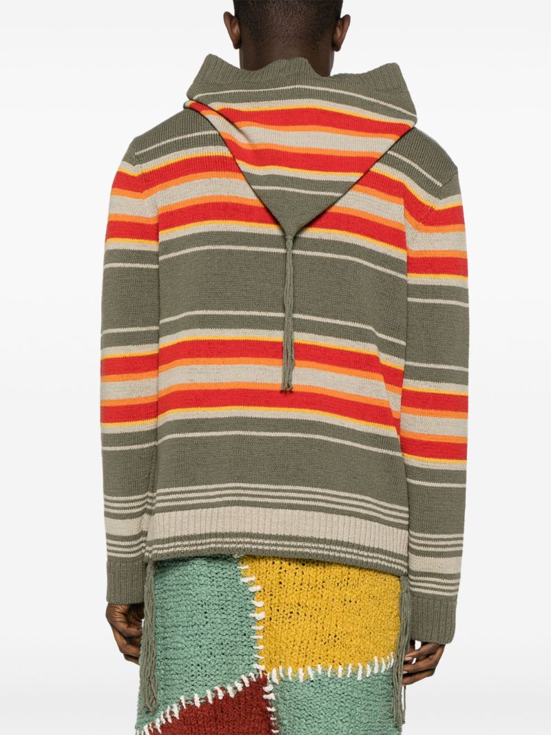 Green Hooded Striped Jumper
