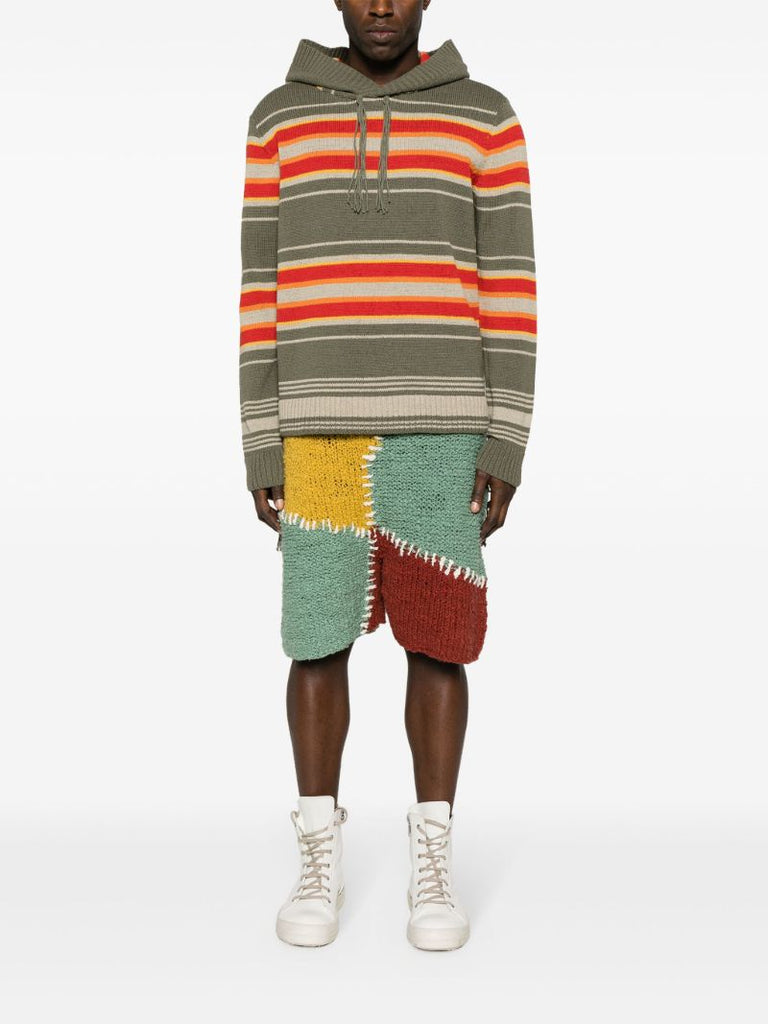 Green Hooded Striped Jumper
