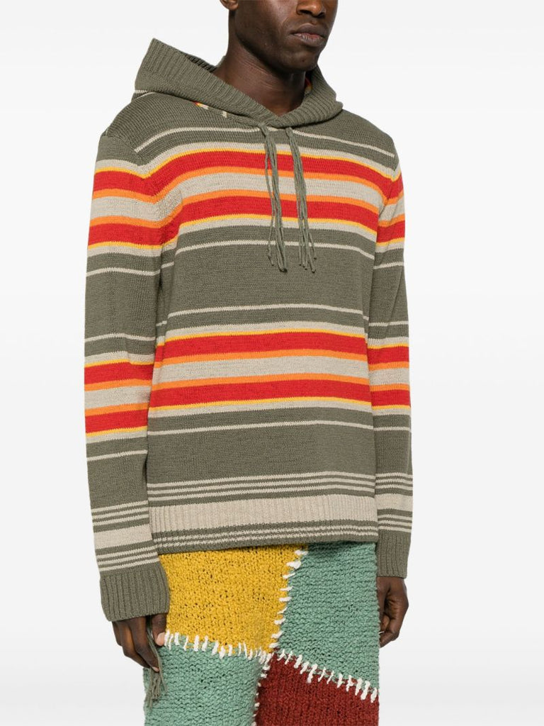 Green Hooded Striped Jumper