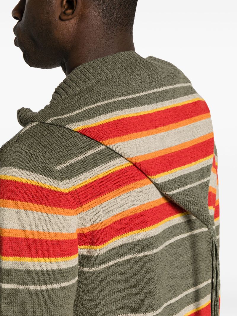Green Hooded Striped Jumper