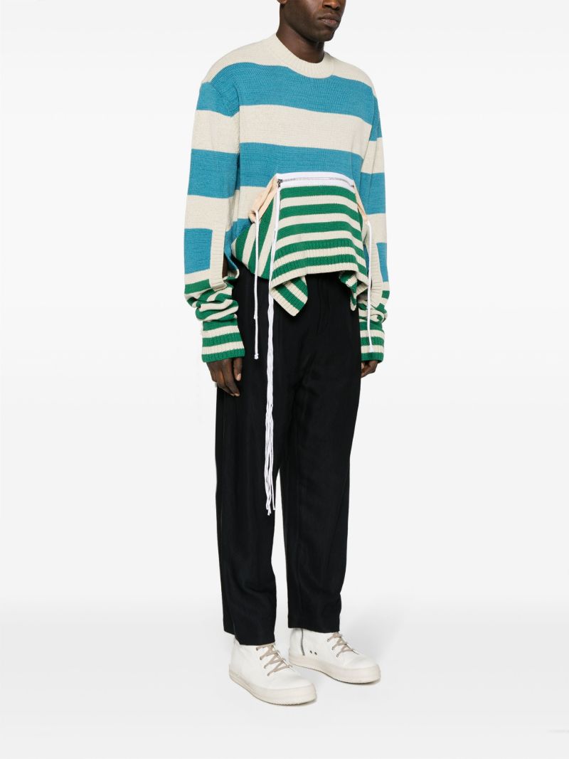 Blue Zip-up Striped Jumper
