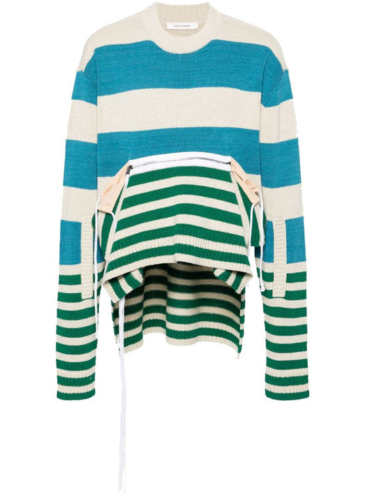 Blue Zip-up Striped Jumper