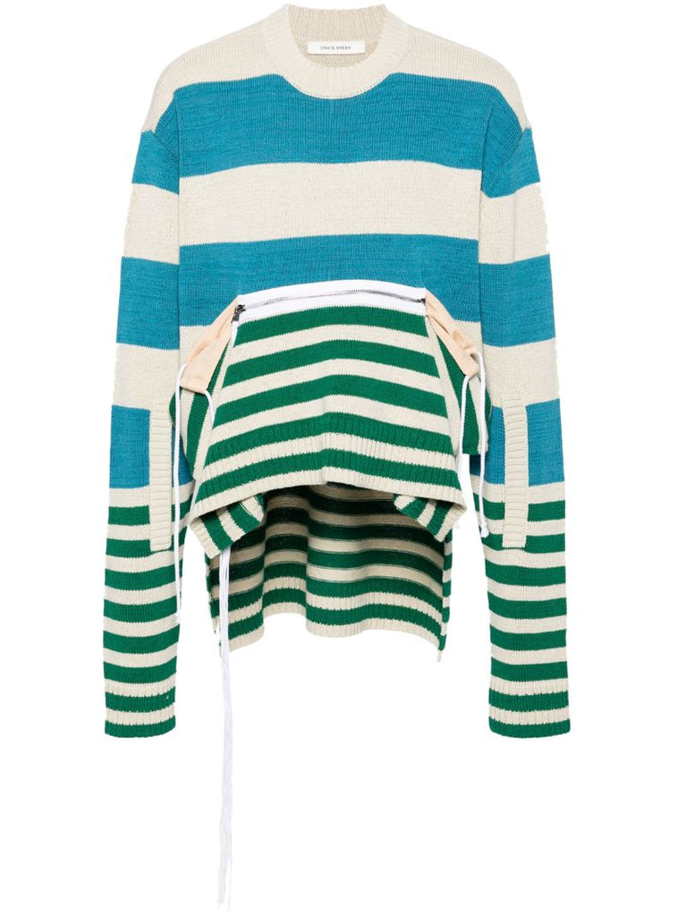 Blue Zip-up Striped Jumper
