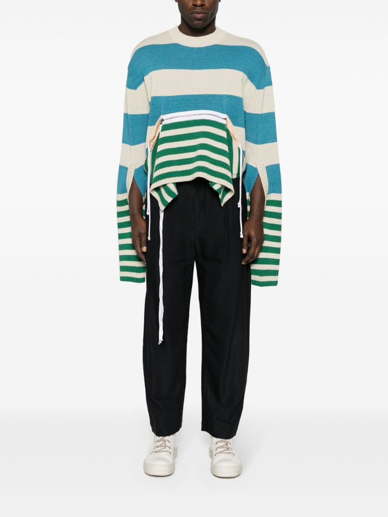Blue Zip-up Striped Jumper