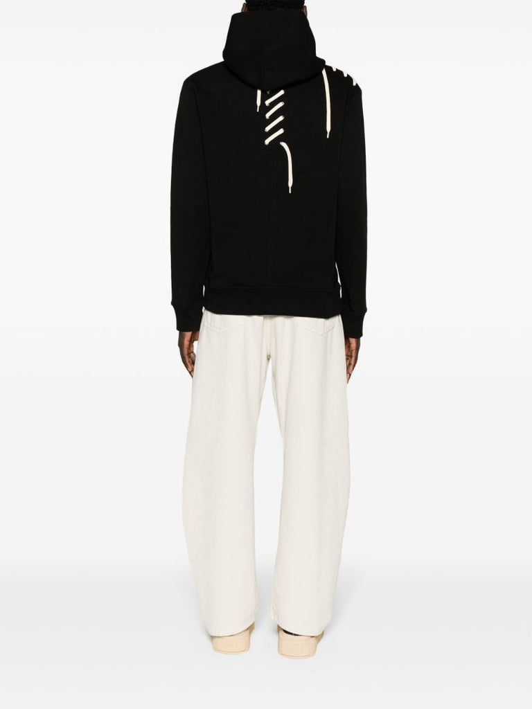 Black Laced Organic Cotton Hoodie