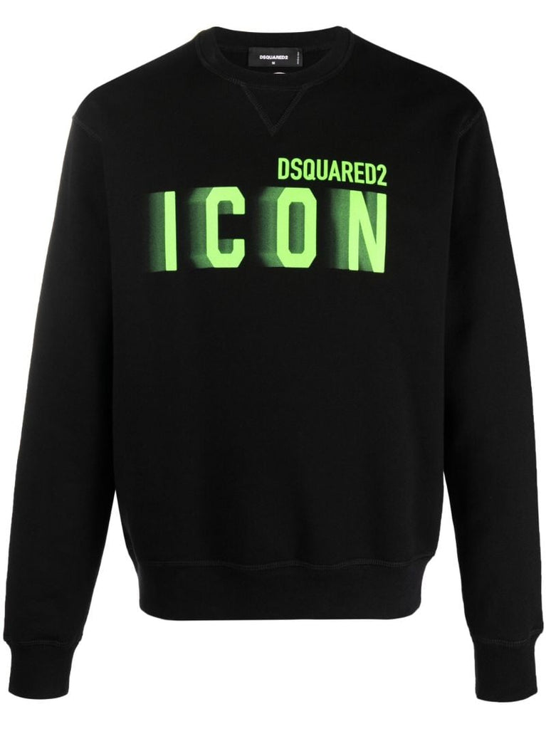 Black Icon Print Cotton Sweatshirt