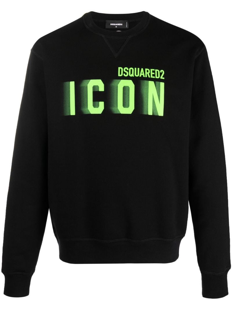 Black Icon Print Cotton Sweatshirt