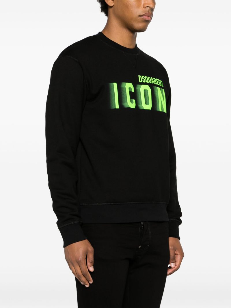 Black Icon Print Cotton Sweatshirt