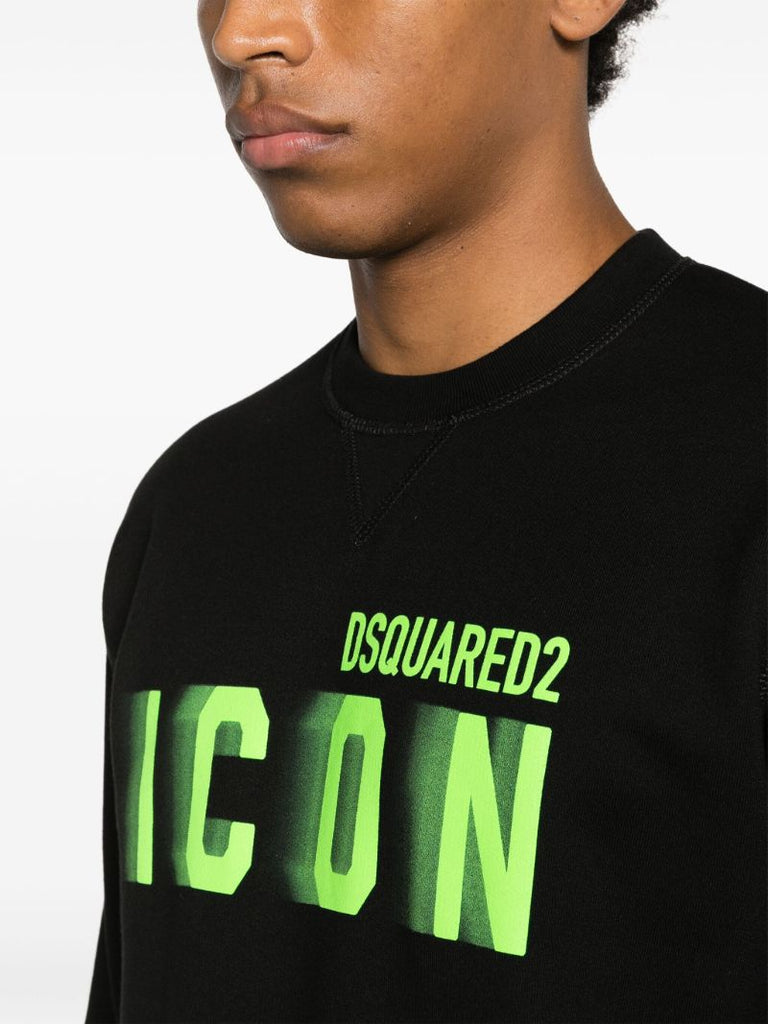Black Icon Print Cotton Sweatshirt