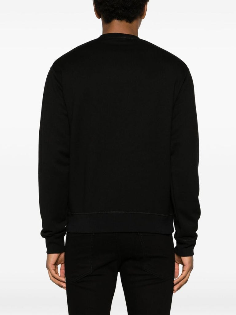 Black Icon Print Cotton Sweatshirt