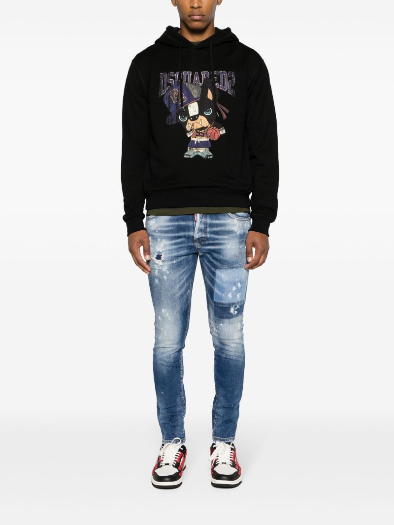 Blue Paint-splatter Distressed Skinny Jeans