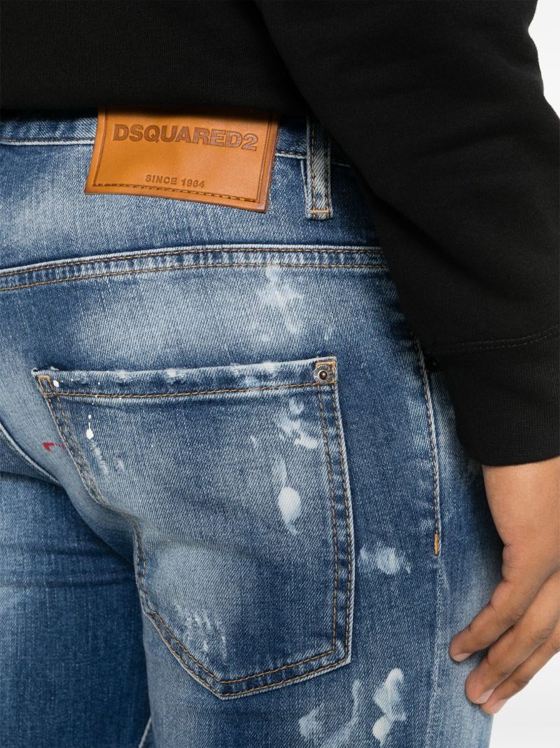Blue Paint-splatter Distressed Skinny Jeans