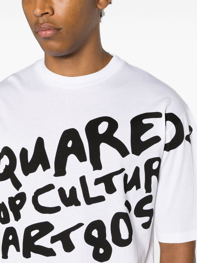 White Pop Culture Art Cotton T-shirt