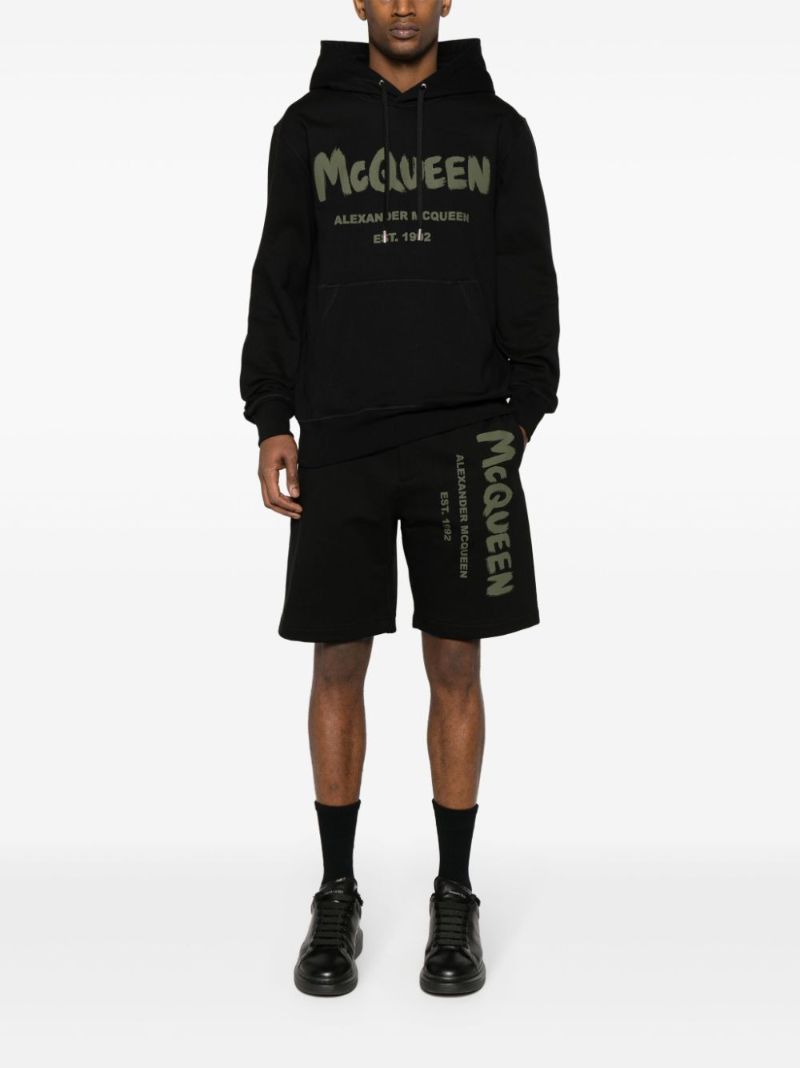 Black Graffiti-print Cotton Hoodie